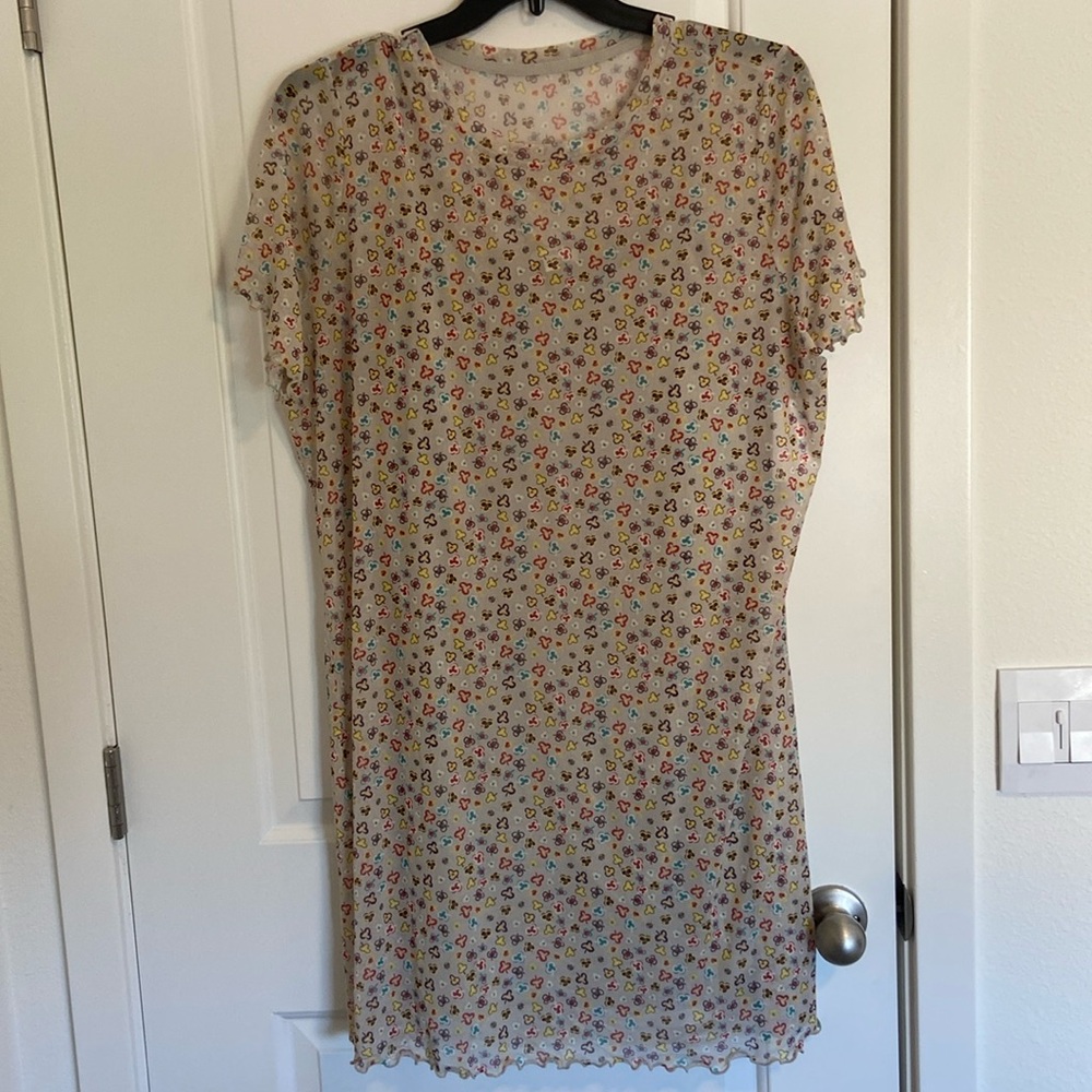 BP 3X dress with slip. Tan background with multi colored flowers